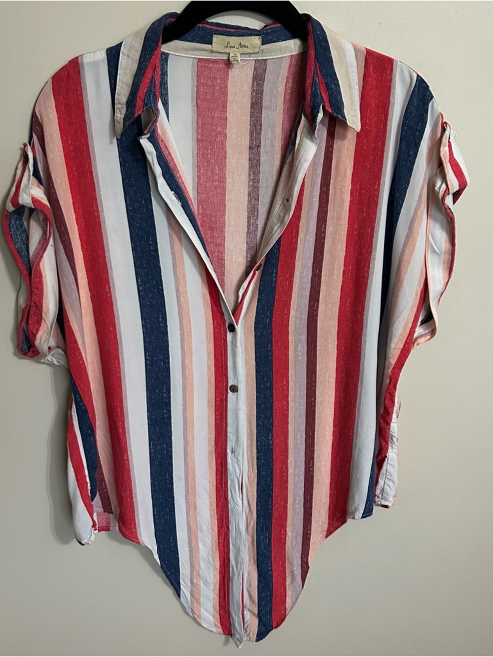 Love Notes Striped Tie-Front Button Shirt L | Coastal Boho - Picture 2 of 10